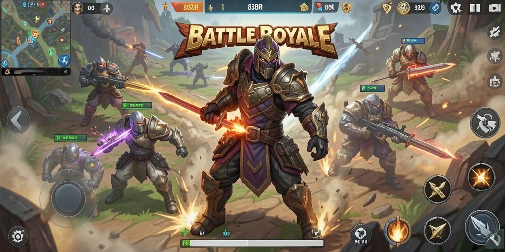 Screenshot gameplay 888R menampilkan aksi pertarungan yang mendebarkan.
