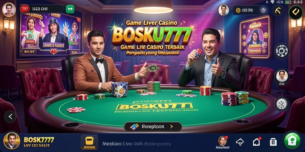 Screenshot gameplay BOSKU777 dengan dealer langsung yang interaktif.