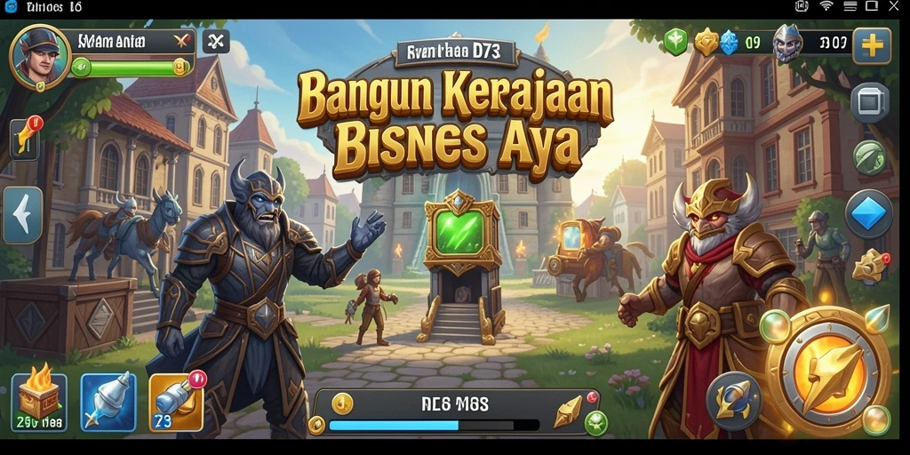 Tangkapan layar gameplay D73 menampilkan strategi membangun bisnis.