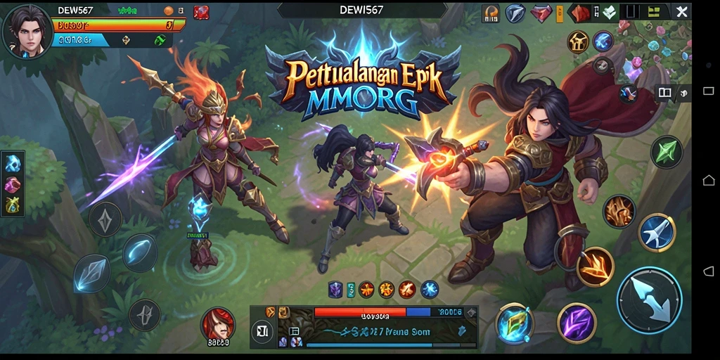 Screenshot DEWI567 menampilkan pertarungan epik dalam dunia MMORPG.