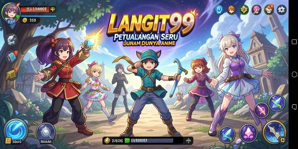 Gameplay LANGIT99 yang menampilkan karakter anime ikonik.