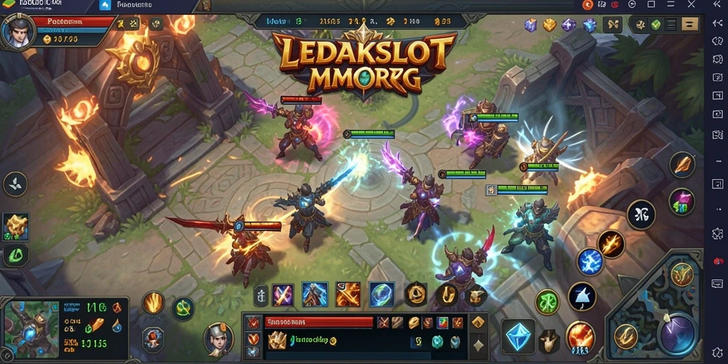 Tampilan gameplay LEDAKSLOT yang menampilkan aksi menyerang monster.