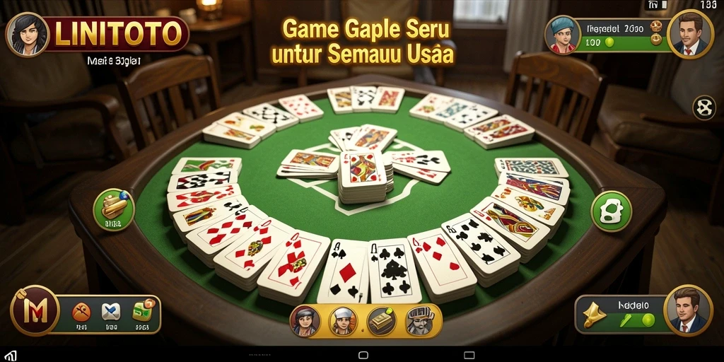 Screenshot gameplay LINITOTO menampilkan suasana permainan Gaple yang menegangkan.