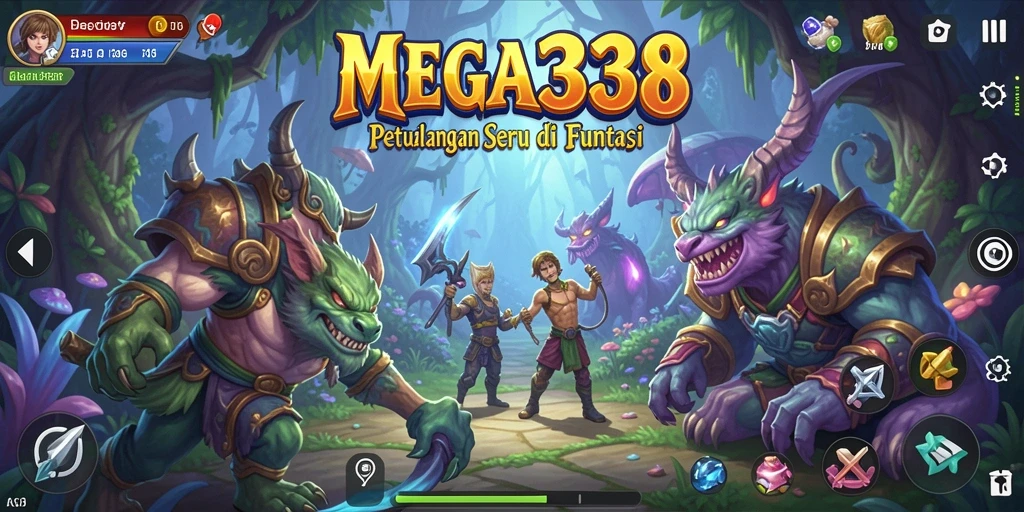 Screenshot menunjukkan karakter utama menjelajahi dunia fantasi.