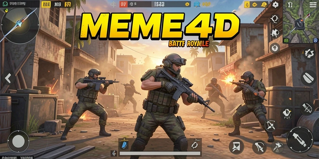 Screenshot gameplay seru di arena pertempuran Battle Royale MEME4D.