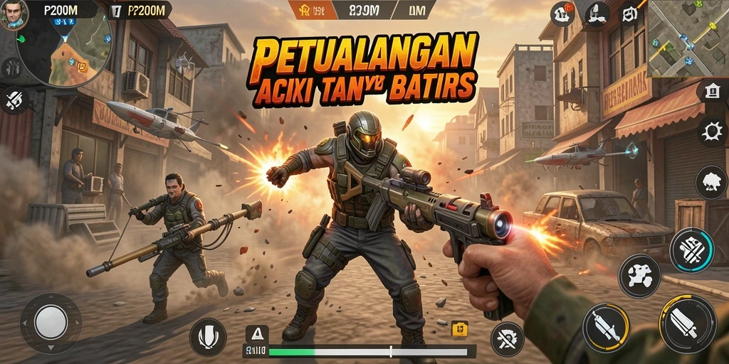 Screenshot menunjukkan gameplay aksi intens di P200M.