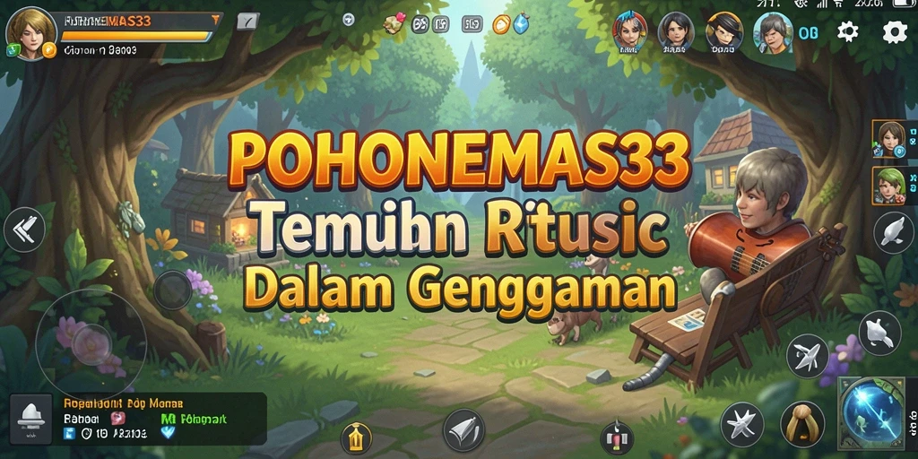 Tampilan gambar dari gameplay POHONEMAS33 yang menunjukkan interaksi musik.