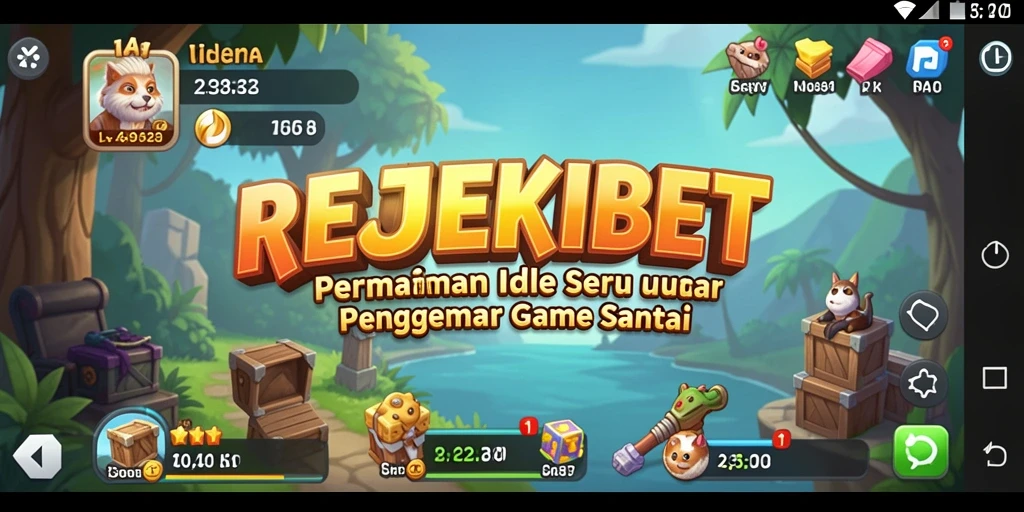 Tampilan gameplay menarik dari REJEKIBET yang menunjukkan kemajuan otomatis.
