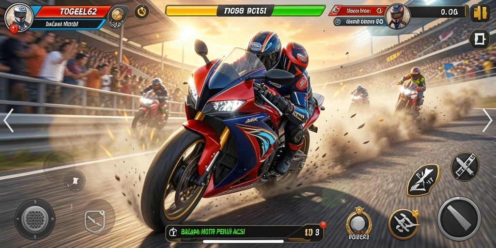 Tampilan balapan seru di TOGEL62 dengan motor yang beraksi.