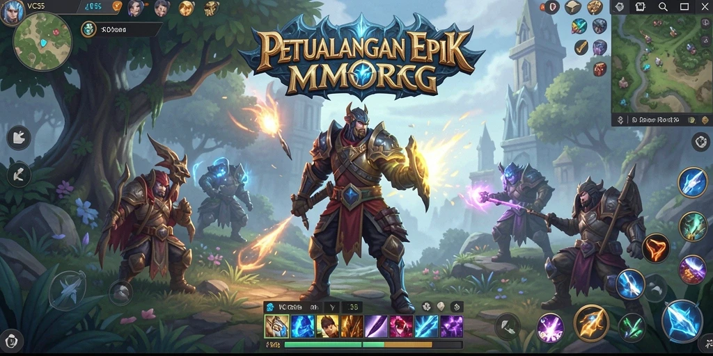 Tangkapan layar utama VC55 yang menampilkan aksi gameplay MMORPG yang menarik.